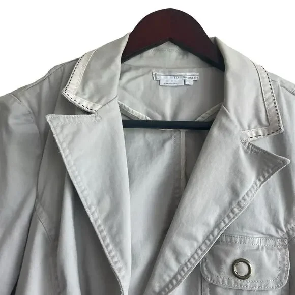 To The Max Womens Utility Jacket L Ivory Military Safari Stretch Cotton - Picture 8 of 12